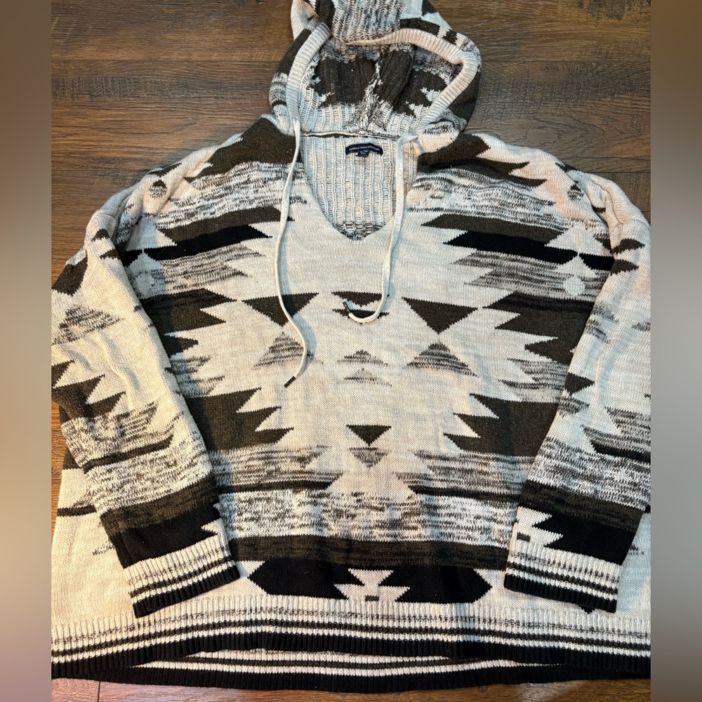 American Eagle Outfitters aztec Knit Sweater Gray brown Cream xl